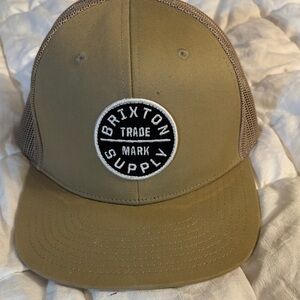Brixton Khaki/Tan Mesh-Back Trucker Hat with Black Patch